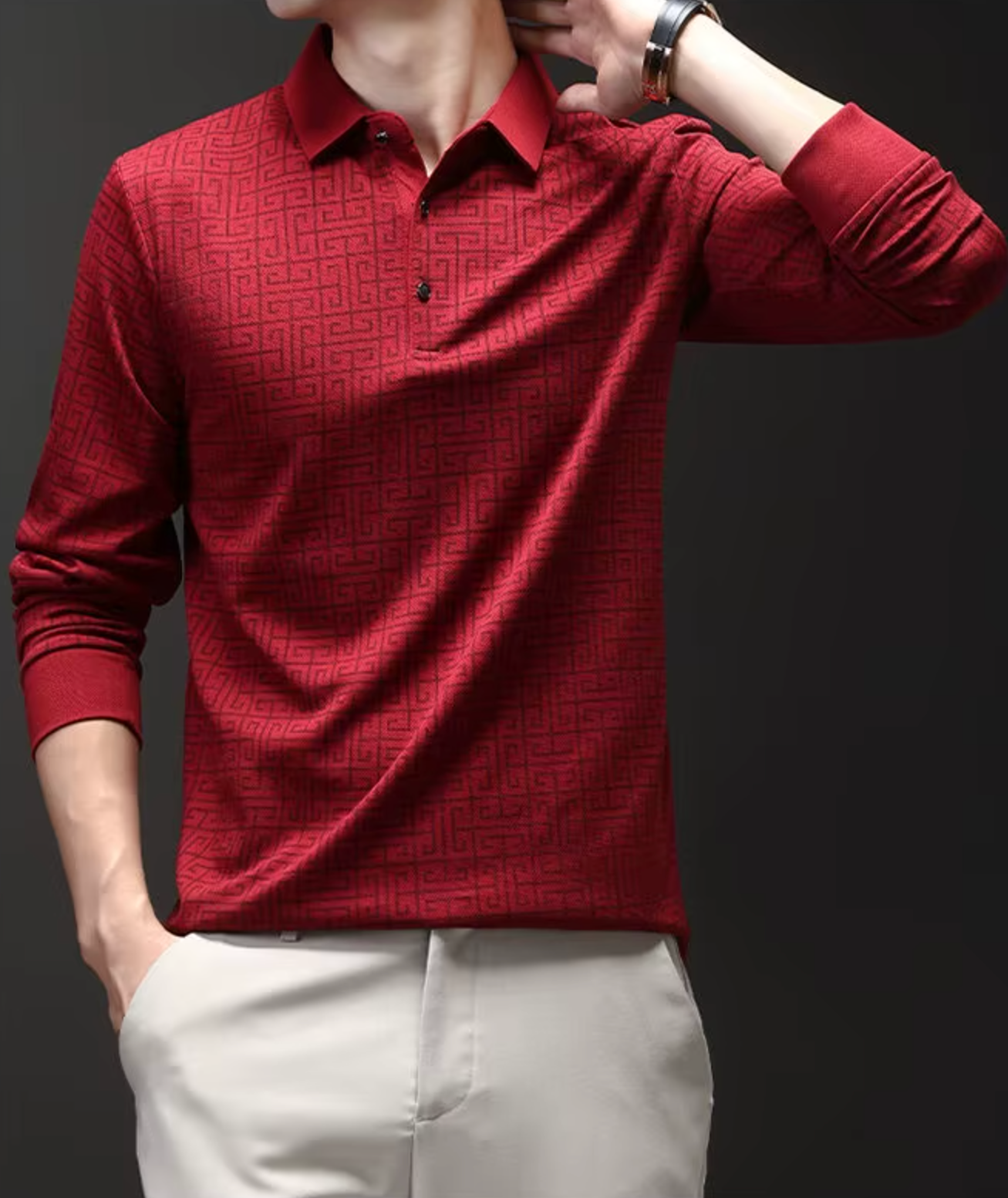 Elegante Men's Long Sleeve Shirt